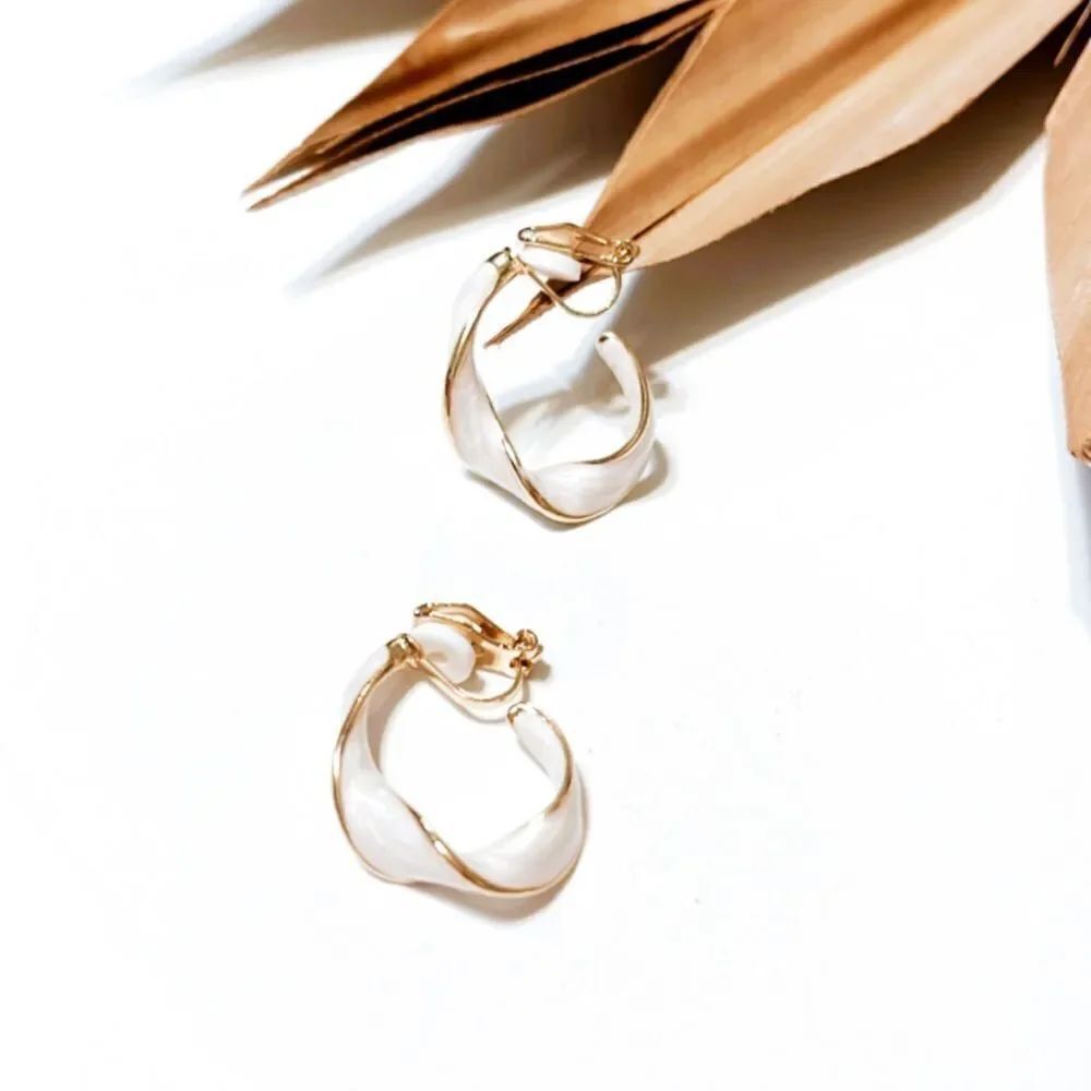 White hoop earrings #281